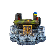 Сувенір патріотичний штоф підставка "Український БМП-1" гіпс, подарунковий міні-бар