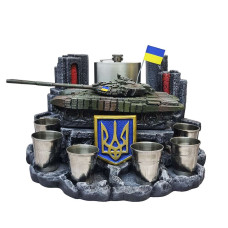 Сувенір патріотичний штоф підставка "Танк Т-72Б" №1 (П1) гіпс, подарунковий міні-бар
