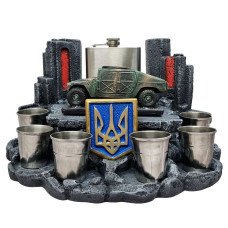 Сувенір патріотичний штоф підставка "М966 (HUMMER)" №1 (П1) гіпс, подарунковий міні-бар