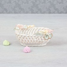 Цукерниця Mersi порцеляна керамічна Боярочка, біла, кольорова ліплення ручна робота 6 см