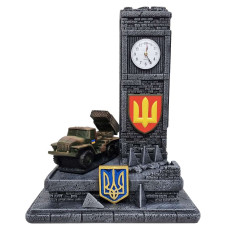 Сувенір патріотичний годинник настільний "БМ-21 Град" №1\2 гіпс, подарунковий сувенір мілітарі
