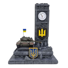 Сувенір патріотичний годинник настільний "Танк Т-72Б" №1 гіпс, подарунковий сувенір мілітарі
