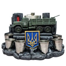 Сувенір патріотичний штоф підставка "ЗіЛ 131+ЗУ-23-2" №1 (П1) гіпс, подарунковий міні-бар