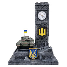 Сувенір патріотичний годинник настільний "Український  танк Т-64 БВ" №1 гіпс, подарунковий сувенір м