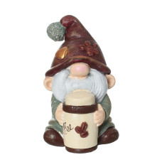 Сувенір декор для дому Кавовий гномик №2 подарунковий, гіпс 19.5 см
