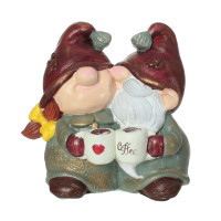 Сувенір декор для дому Пара кавових гномиків подарунковий, гіпс 20 см