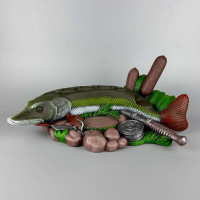 Сувенір патріотичний штоф підставка Щука гіпс, подарунковий міні-бар без посуду