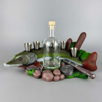 Сувенір патріотичний штоф підставка Щука гіпс, подарунковий міні-бар basic