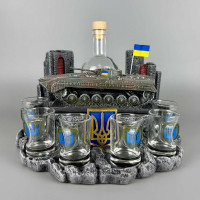 Сувенір патріотичний штоф підставка "Український БМП-1" №1 (П1), подарунок для чоловіка, преміум