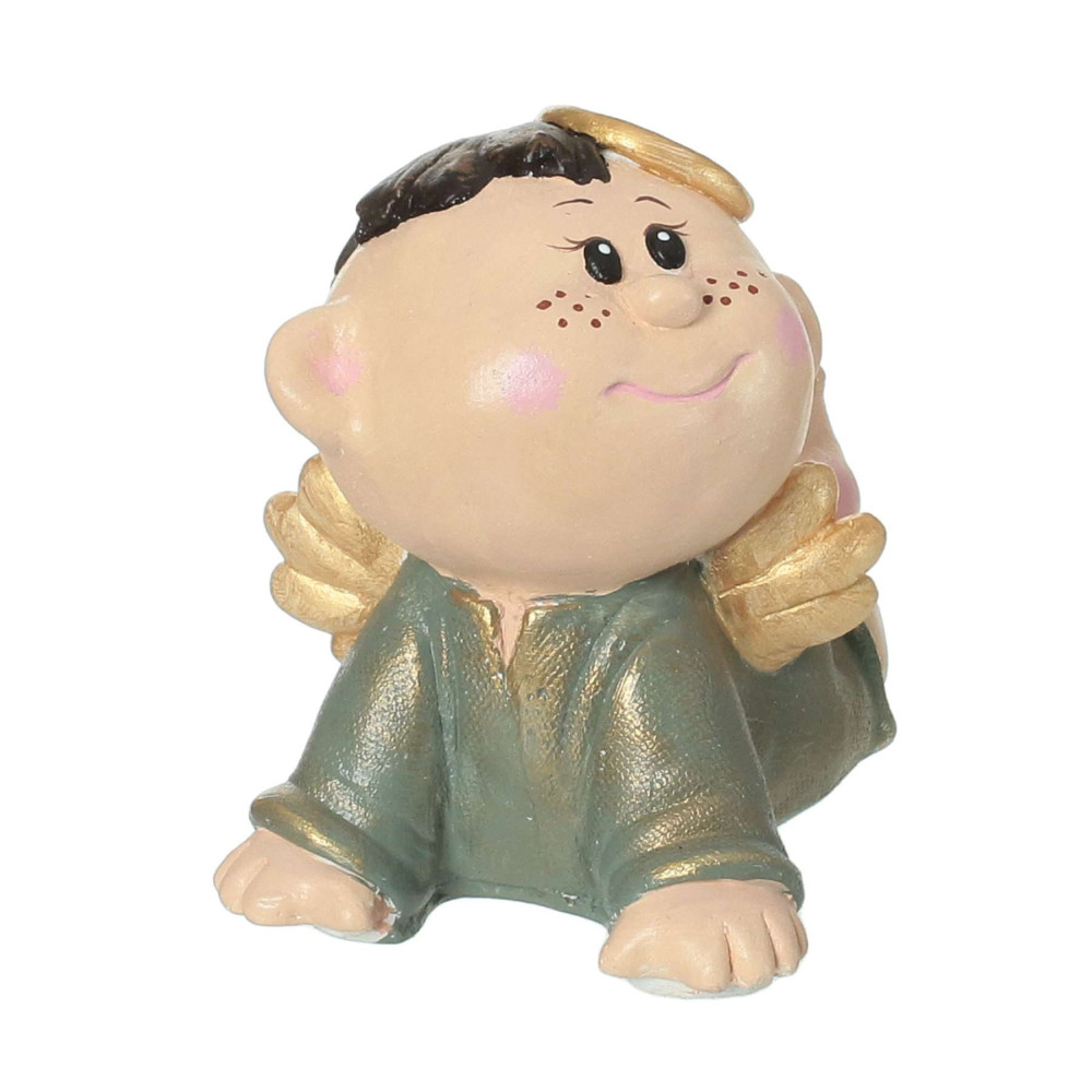 Сувенір декор для дому Янголятко грайливий №3, ручна робота гіпс 15 см